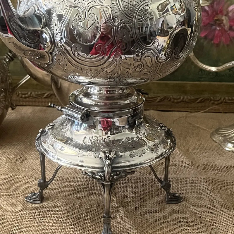 Victorian Silver Teapot on stand Base with Keys