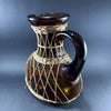 Vintage Amber Glass Wicker Cane Decanter 70's Back