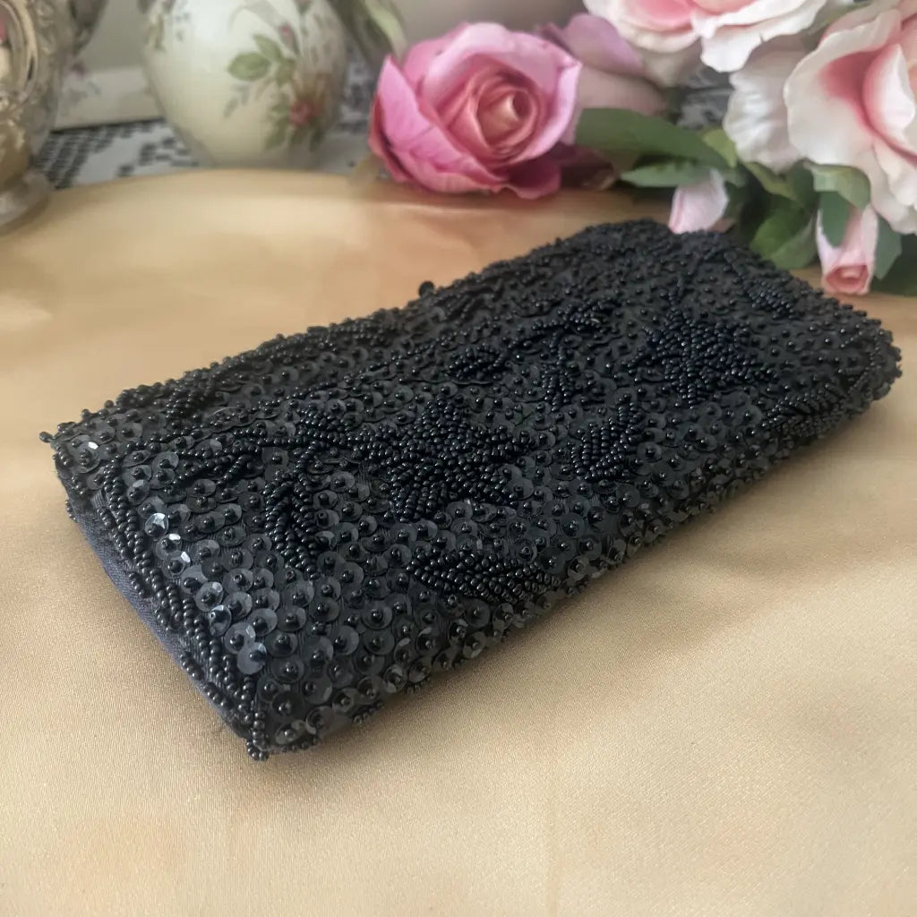Vintage Beaded Sequin Clutch  or Purse 1960's Close