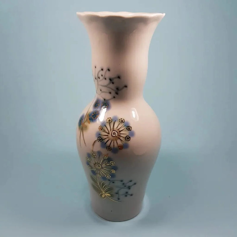 Vintage Blue & Gold Hand Painted Vase Main