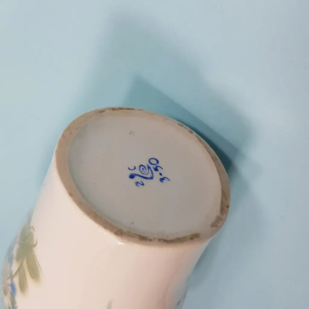 Vintage Blue & Gold Hand Painted Vase Marking