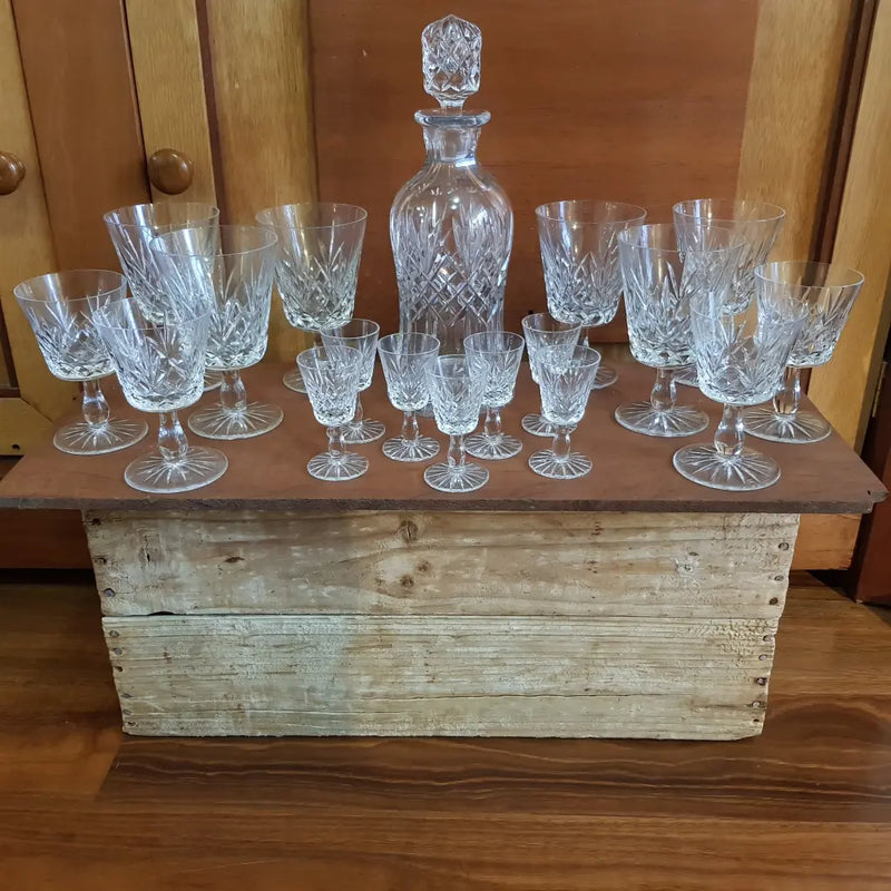 Vintage Crystal Cut Decanter and Glass set Main