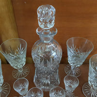 Vintage Crystal Cut Decanter and Glass set Detail