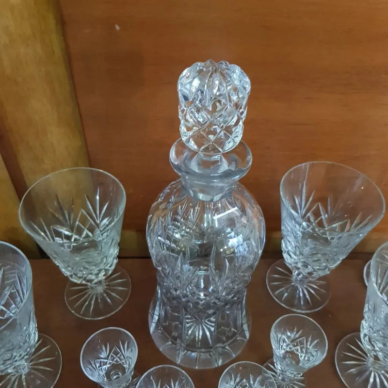 Vintage Crystal Cut Decanter and Glass set Decanter Only