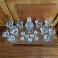 Vintage Crystal Cut Decanter and Glass set Top