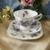 Vintage Hammersley England Victorian Violets Tea Cup Trio Centre