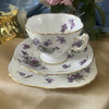 Vintage Hammersley England Victorian Violets Tea Cup Trio Main