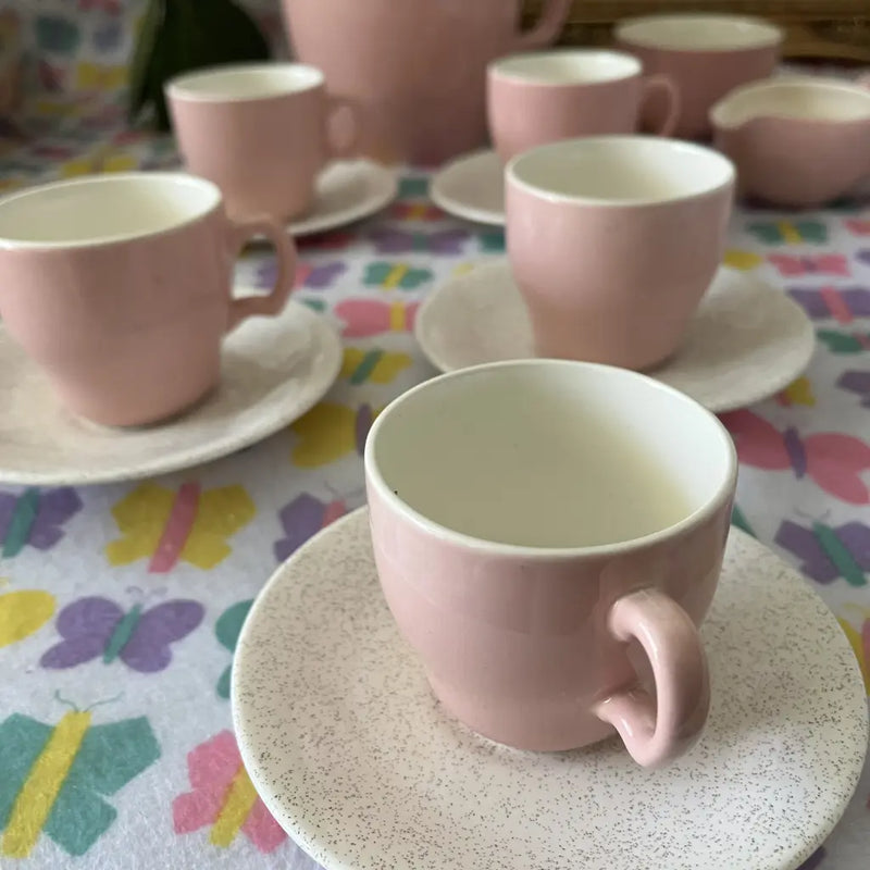 Vintage Pastal Pink 1950's Porcelain Tea Set Detail