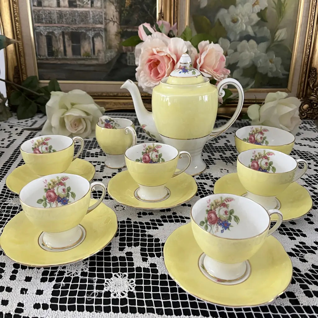 Vintage Royal Standard England Yellow Porcelain Tea Set Main