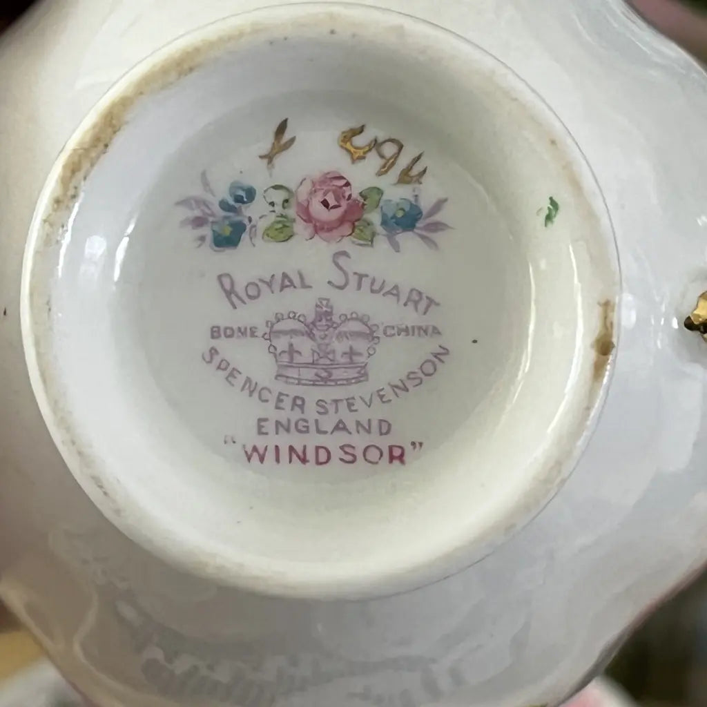 Vintage Royal Stuart England Windsor Tea Cup Trio Marking