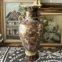 Vintage Satsuma Style Large Baluster Vase Back