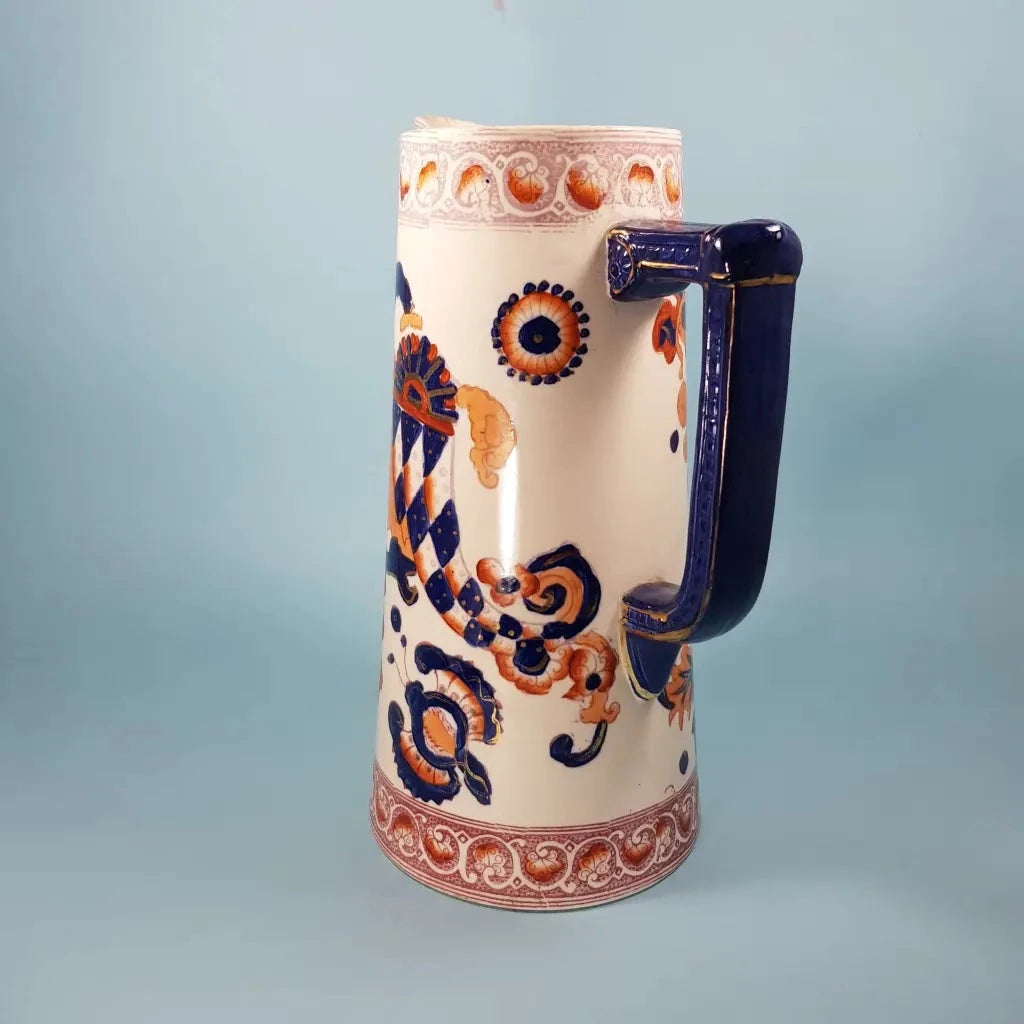 Vintage Stenciled Pattern Water Pitcher Right