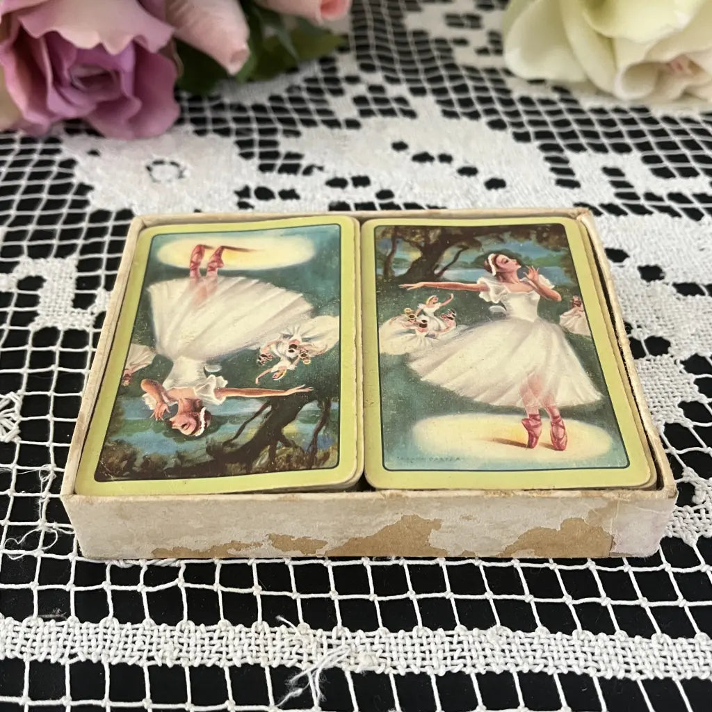 Vintage Swan Lake Playing Cards 1950's Set of 2